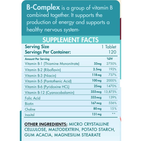 Organic Nation B-Complex Advanced Formula-120Serv.-120Tablets - Image 3